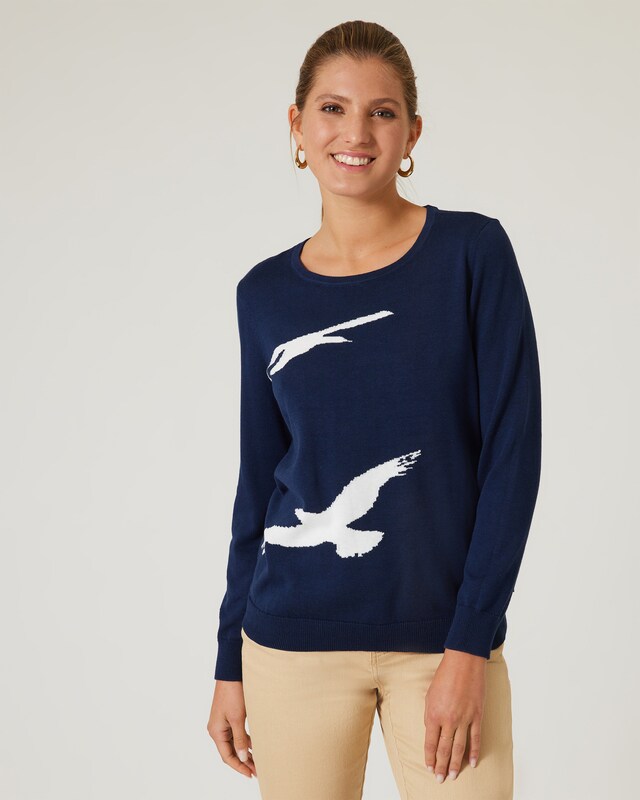 Intarsienpullover "Vögel"