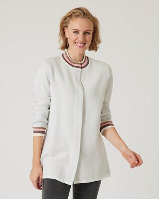 Long-Strickjacke mit Blüten-Jacquard