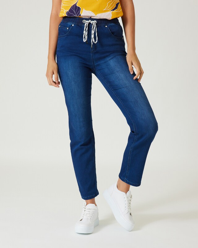 Schlupfjeans mit Kordelzug