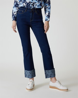 Jeans mit bedrucktem Turn-up