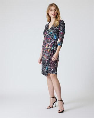 Wickelkleid mit Kragen und Blumenmotiv