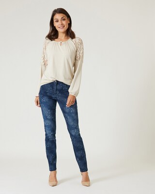 5-Pocket-Jeans mit Allover-Druck