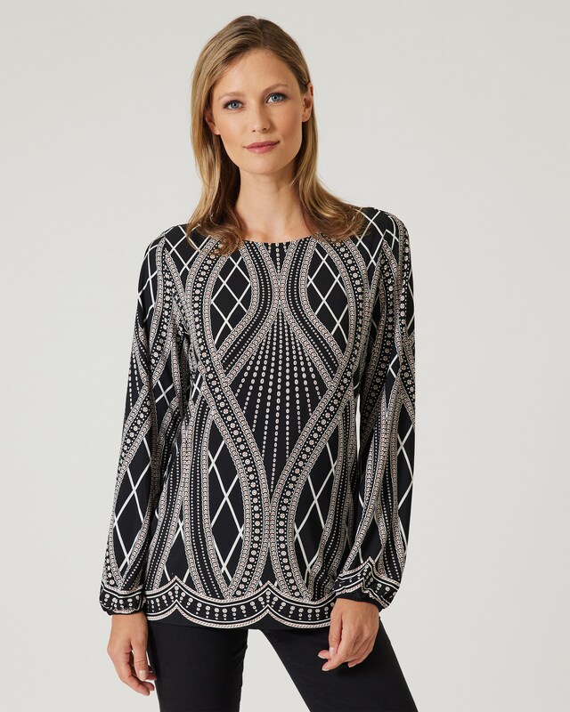 Midi-Shirt mit Ornamentdruck