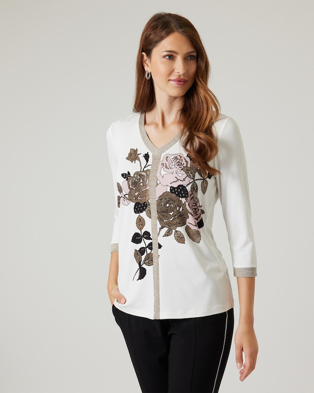 Shirt mit Glanzblumen
