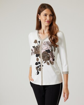 Shirt mit Glanzblumen