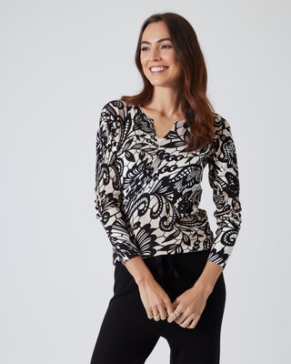 Classic Pullover mit Spitzendruck