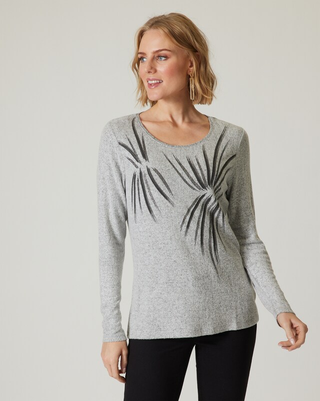 Feinstrickshirt mit Glitzerdruck