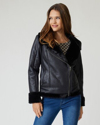 Bikerjacke in Veloursleder-Optik