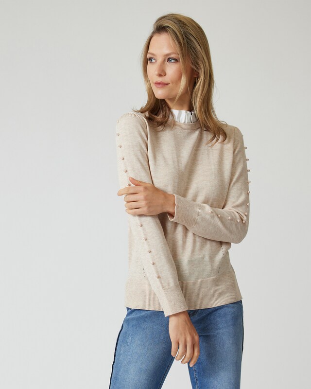 Pullover mit Plissée-Stehkragen
