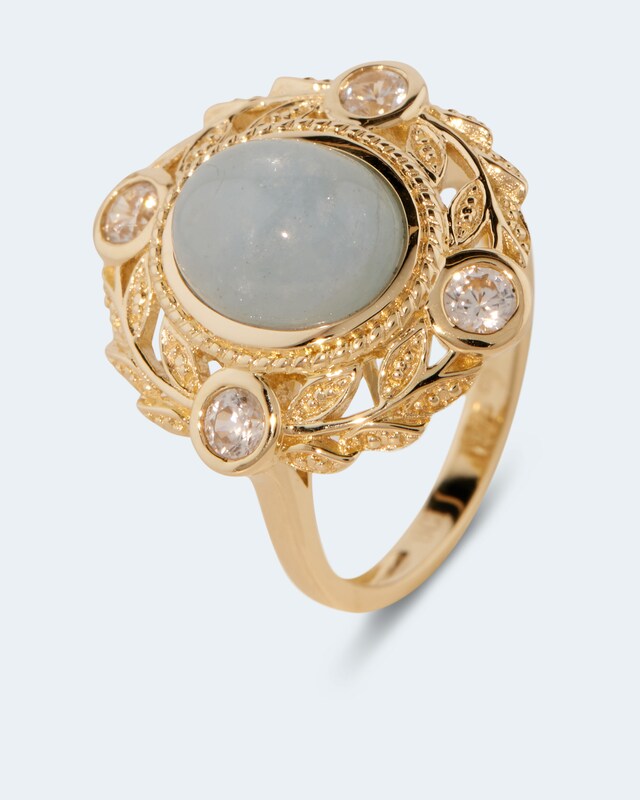 Ring mit Milky Aquamarin & Zirkon