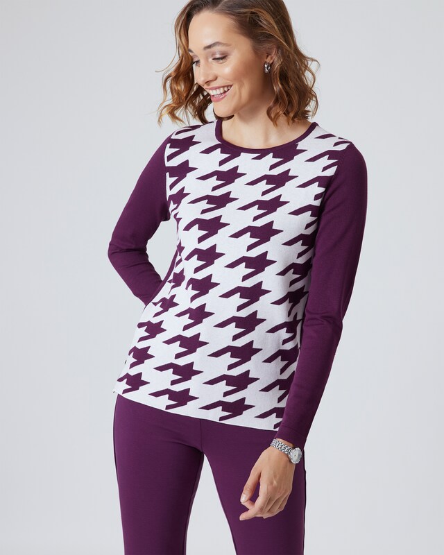 Pullover mit Hahnentrittmuster