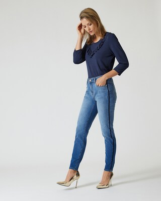 Ankle-Jeans mit Glitzerstreifen