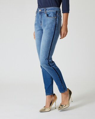 Ankle-Jeans mit Glitzerstreifen