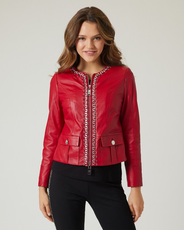 Lederjacke mit Ketten-Deko