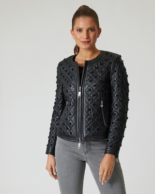 Lederjacke mit Applikation