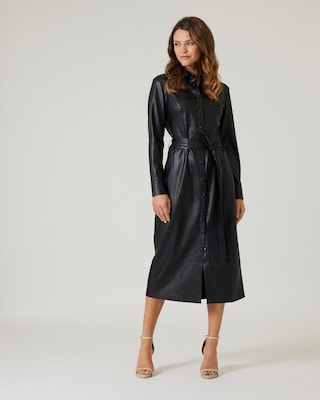 Kleid aus Lederimitat mit Gürtel