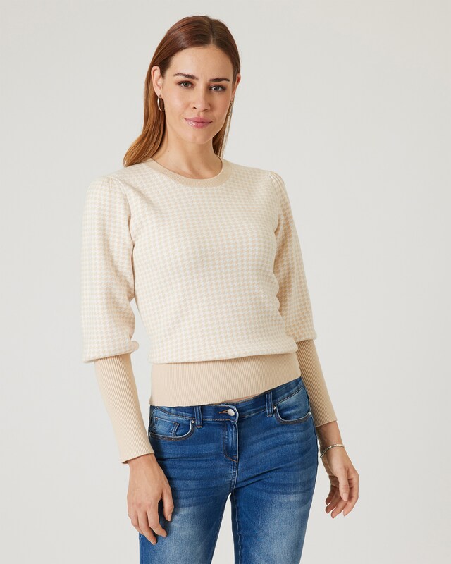 Pullover mit Hahnentritt Muster
