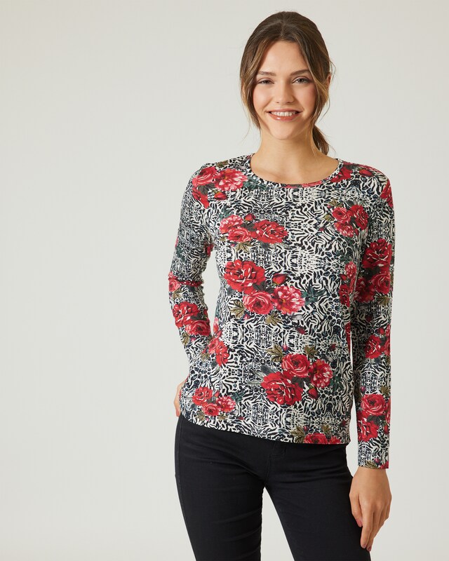 Shirt mit Blumen-Animal-Druck