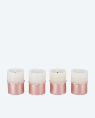 LED-Stumpenkerze mit Strass, 4tlg.
