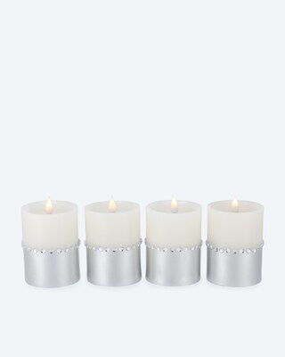 LED-Stumpenkerze mit Strass, 4tlg.