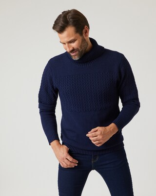 Rollkragenpullover mit Zopfmuster