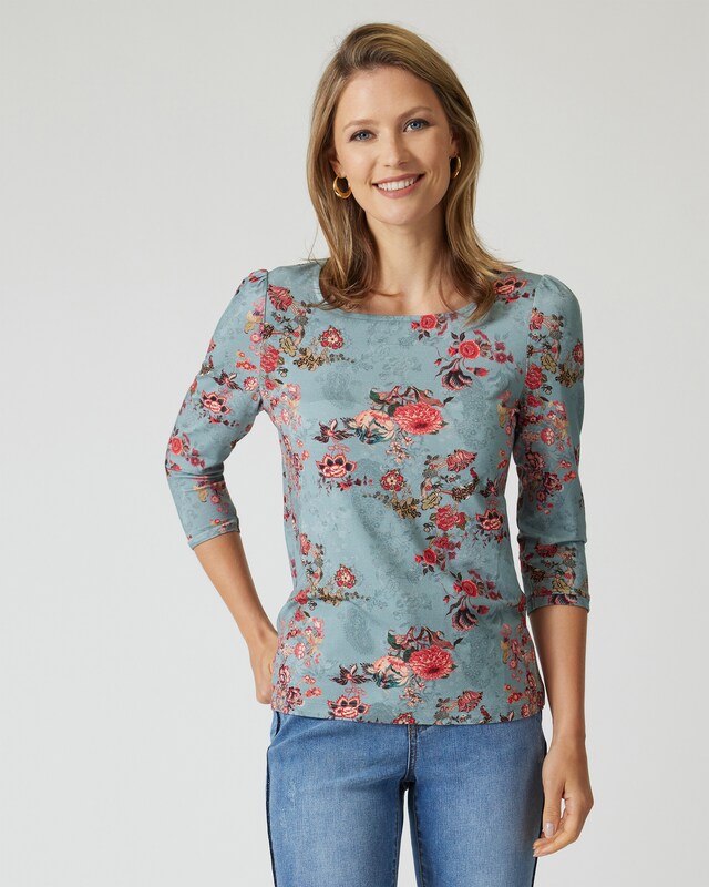 Shirt mit U-Boot-Ausschnitt