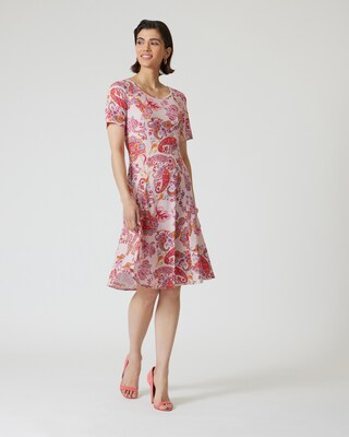 A-Linienkleid mit Paisley-Blumen-Druck