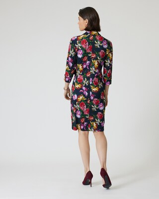 Wickelkleid mit Kragen & Blumendruck