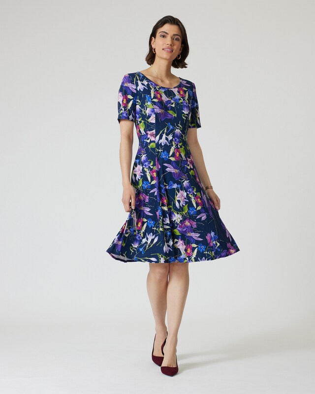 A-Linienkleid mit Blumendruck