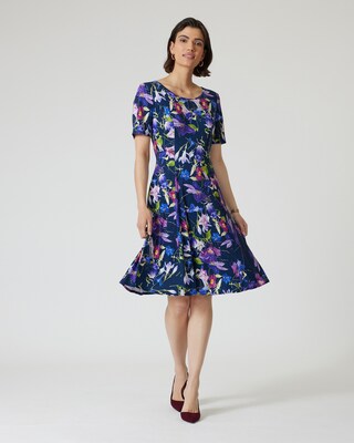 A-Linienkleid mit Blumendruck