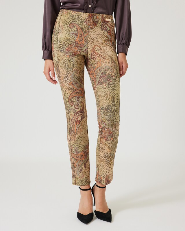 Velourslederimitat-Hose mit Druck