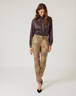 Velourslederimitat-Hose mit Druck