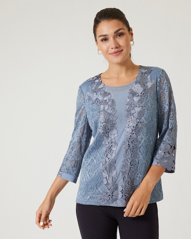Spitzenshirt im Twinset Look