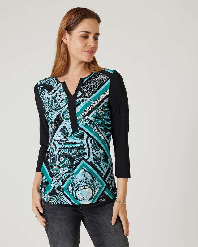 Longshirt mit Tuchdruck