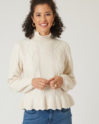 Couture Pullover mit Zopfstrickmuster