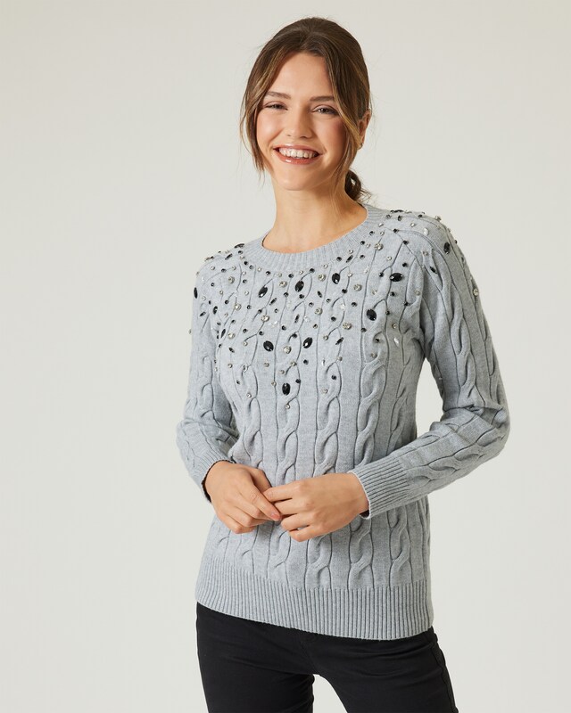 Pullover mit Steinchenverzierung