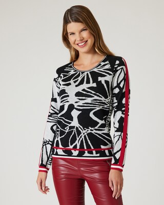 Jacquard-Pullover mit Druckmix