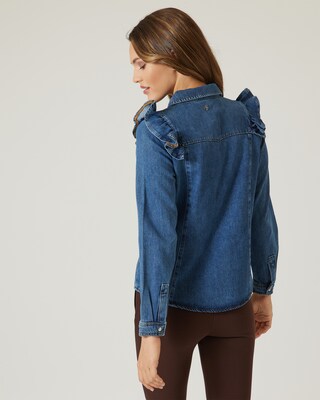Jeansbluse mit Rüschen