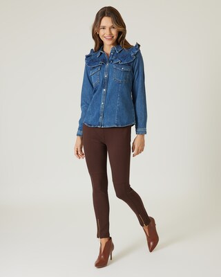 Jeansbluse mit Rüschen