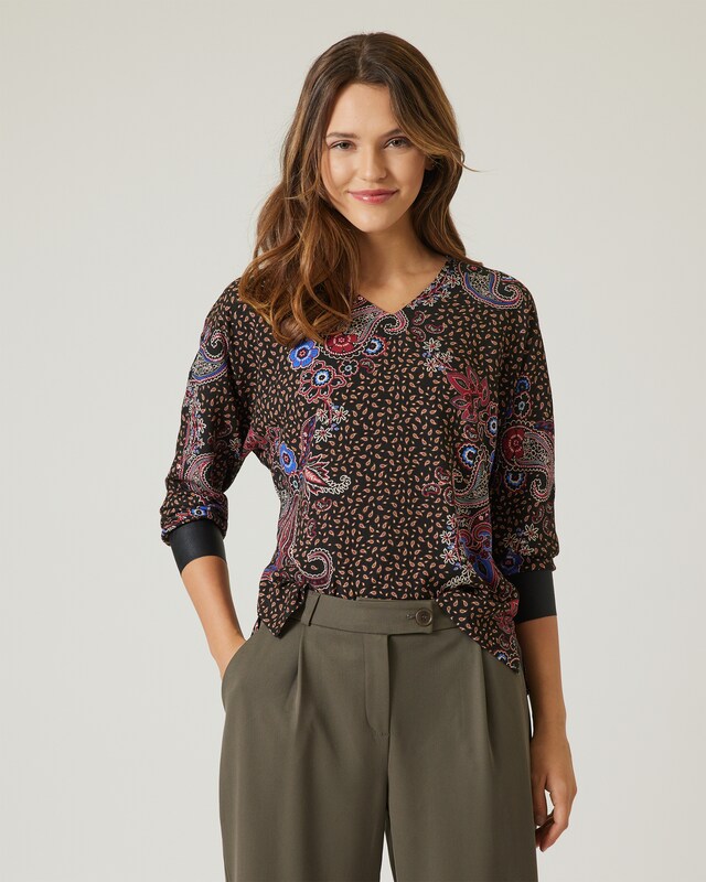 Bluse mit Leder-Imitat
