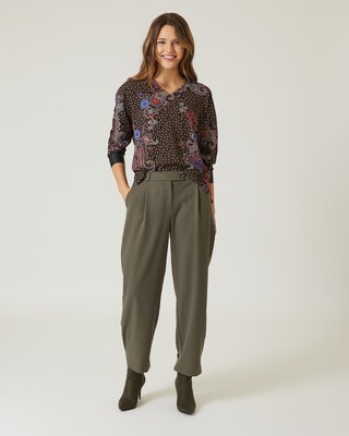 Bluse mit Leder-Imitat