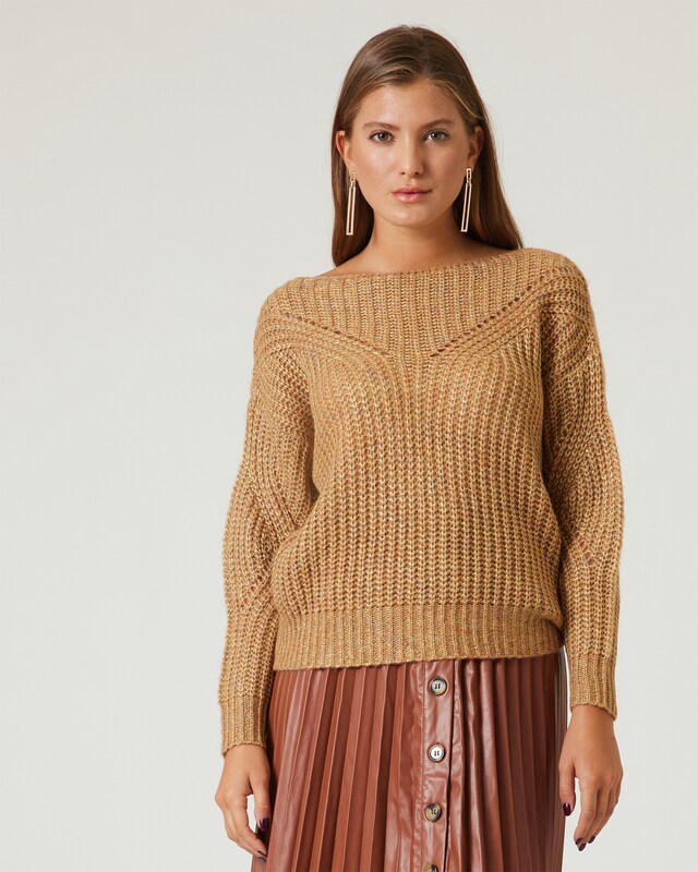 Grobstrick Pullover mit Glanzgarn