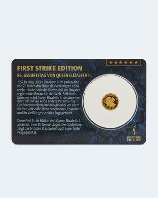Goldmünze First Strike Ed. Queen 95. Geb.