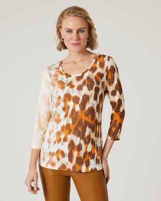 Shirt mit Allover-Print & Steinchen