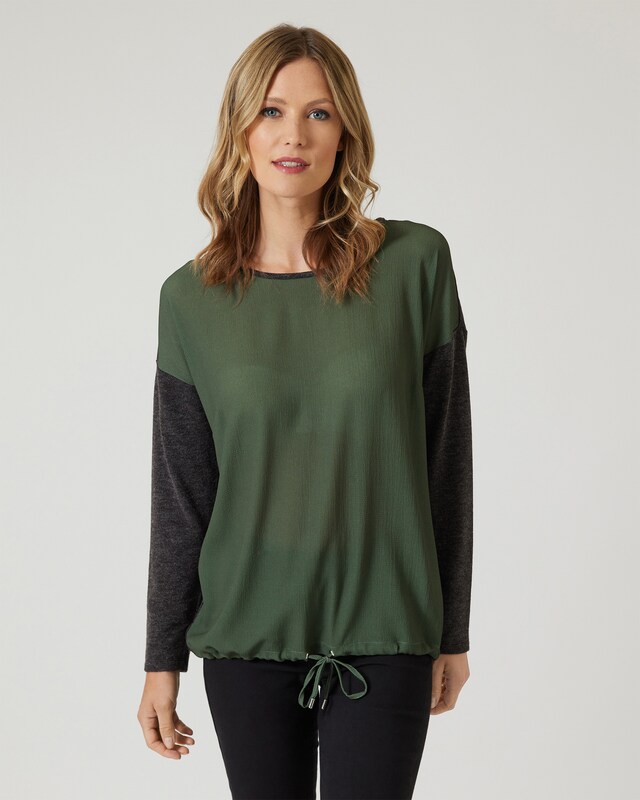 Shirt im Materialmix