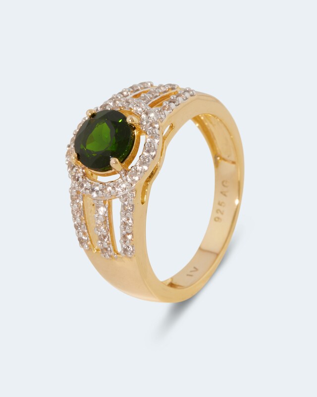 Ring mit Chromdiopsid & Zirkon