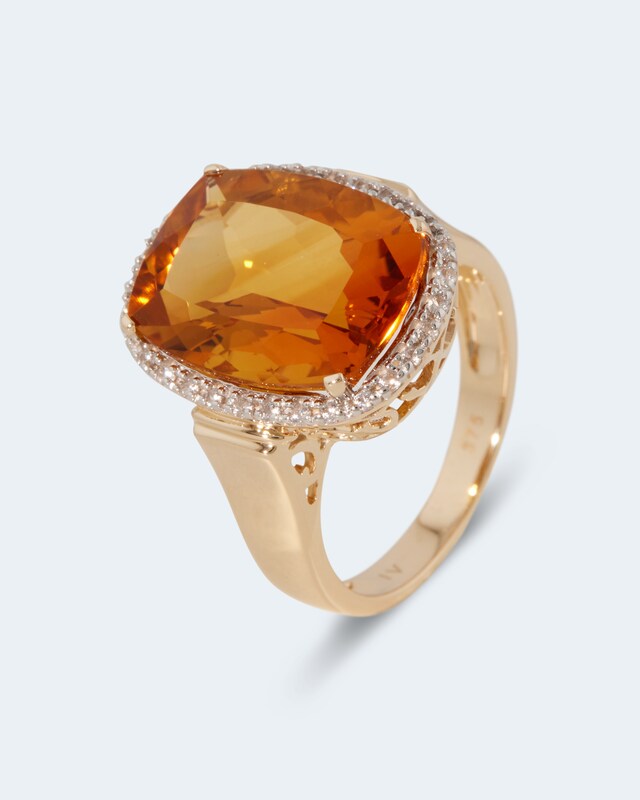 Ring mit Madeira Citrin & Zirkonen
