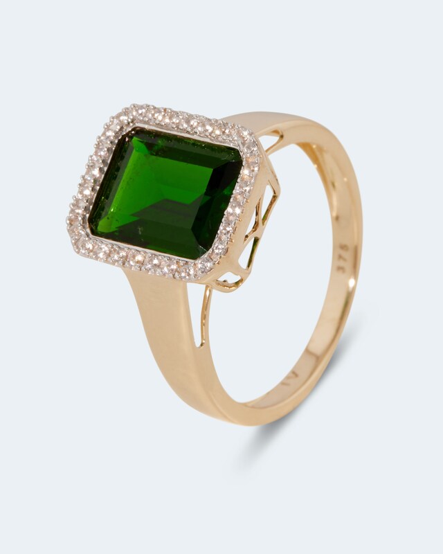 Ring mit Chromdiopsid & Zirkon