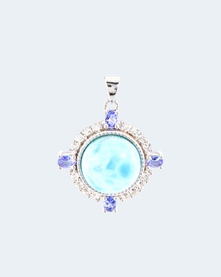 Anhänger mit Larimar, Tansanit und Topas