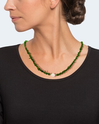 Collier mit Perle und Chromdiopsid